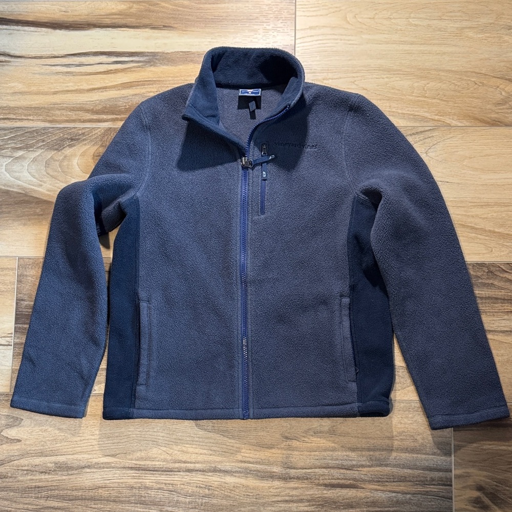 Boys Vineyard Vines Zip-Up Fleece Jacket Navy Blue | Gently Used | Medium